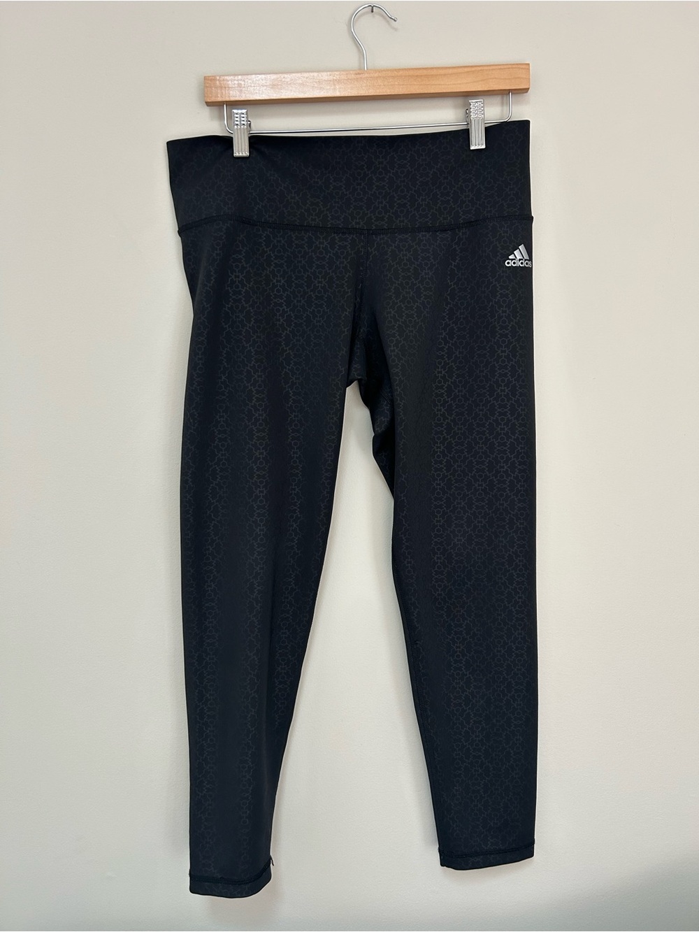 Adidas Black High-Rise Cropped Logo Leggings